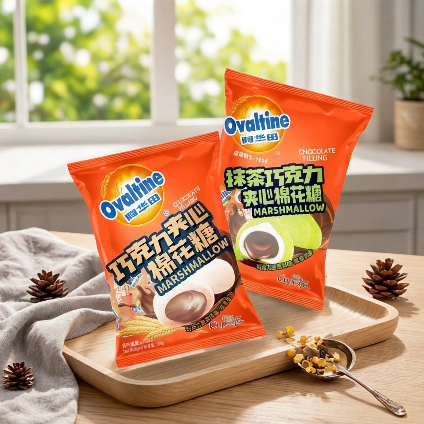 今治阿华田抹茶巧克力夹心棉花糖果喜糖公司聚会招待糖果独立包装