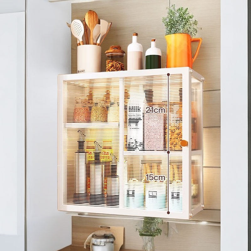 厨房调味置物架墙上家用带门油盐酱醋收纳柜调味品转角卫生间柜架