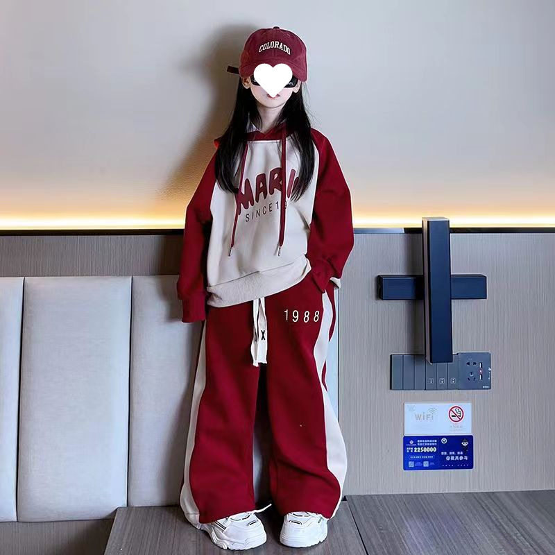 女童秋冬新款时髦卫衣套装2023女孩拼色上衣哈伦裤运动时髦两件套,童装/婴儿装/亲子装,儿童运动套装,淘宝优惠券,粉丝福利购,淘宝优惠卷