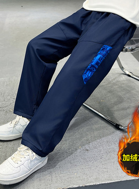 男童加绒加厚外穿冲锋裤防风御寒保暖抓绒软壳户外登山裤子春秋潮