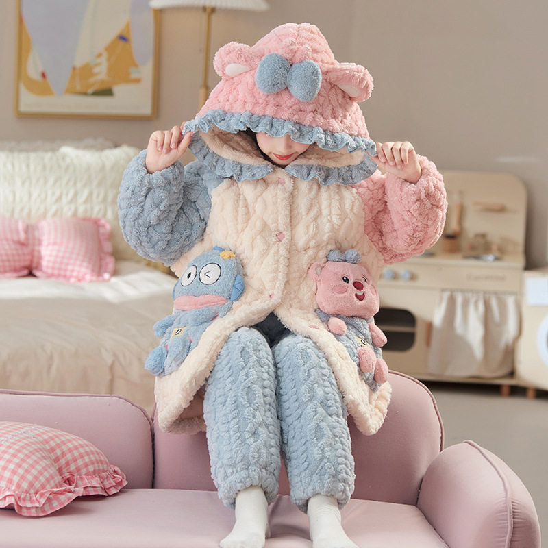 儿童睡衣冬季珊瑚绒三层夹棉加厚款保暖女童宝宝法兰绒家居服套装,童装/婴儿装/亲子装,家居服套装,淘宝优惠券,粉丝福利购,淘宝优惠卷