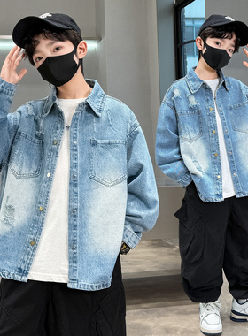 儿童装男童春装牛仔衬衫2026新款中大童长袖男孩衬衣上衣一件代发