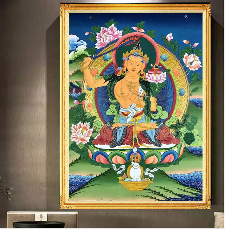 5d文殊菩萨钻石画新款藏族佛像中堂粘贴点钻十字绣满钻唐卡砖石画