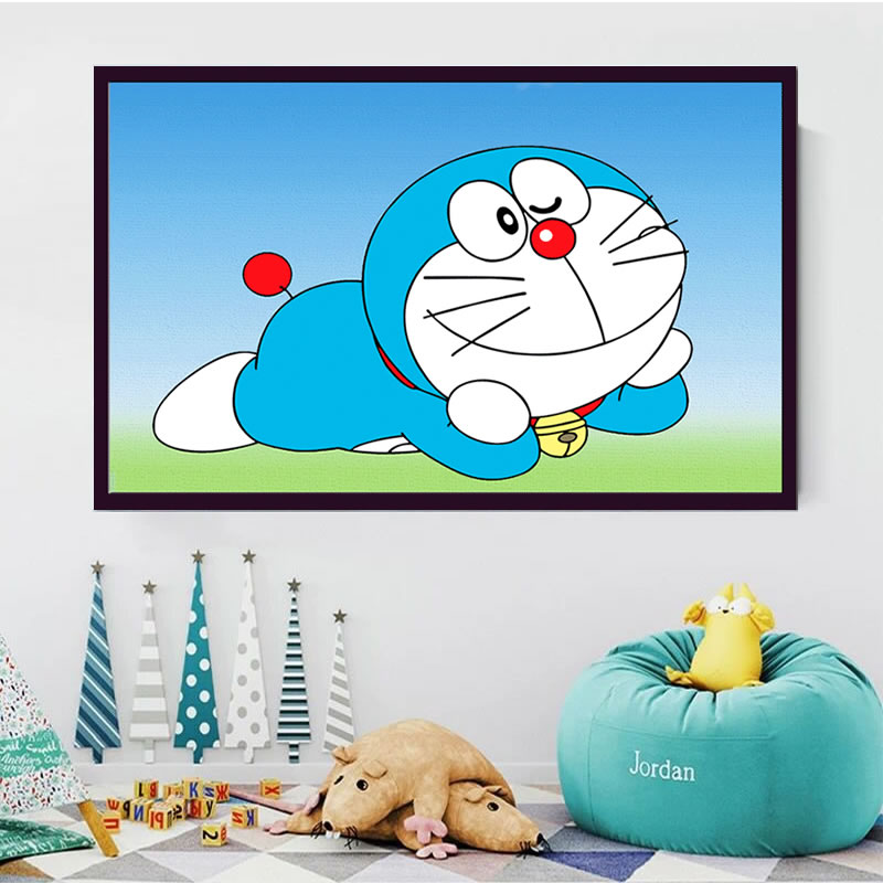 5d机器猫钻石画2026新品满钻哆啦A梦蓝胖子儿童房间点贴钻十字绣