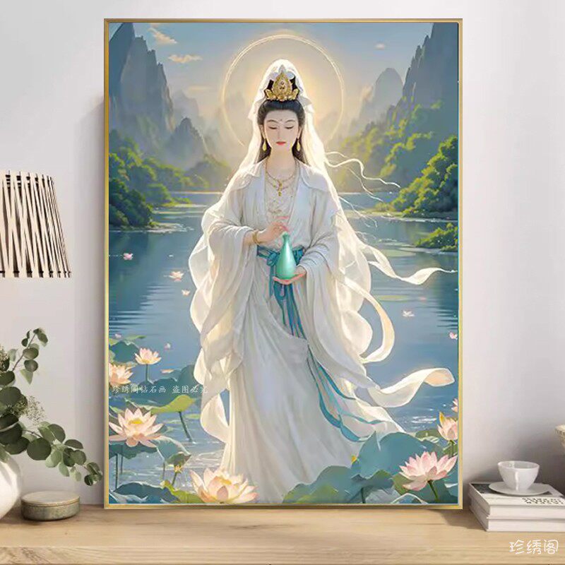 观世音菩萨像钻石画满贴钻十字绣
