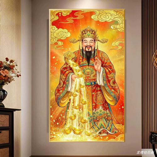 2026年新款钻石画财神爷满钻手工diy粘点钻十字绣贴钻画招财元宝