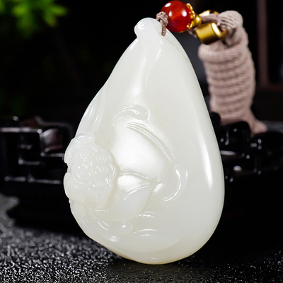 省级大师郭磊新疆和田玉羊脂白玉挂坠吊坠花开富贵莲花 40.4克