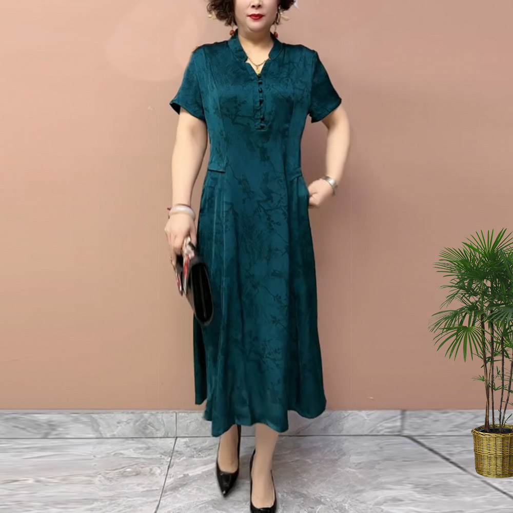 夏季妈妈真丝连衣裙2025新款