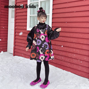 墨宝童装 MoobooKids_重工花朵亮片背心裙+闪闪黑色丝绒娃娃衬衫
