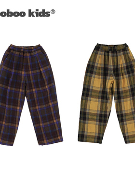 墨宝童装 MoobooKids_全羊毛进口格纹加绒厚款直筒格子裤