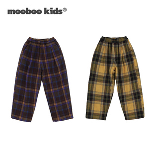 墨宝童装 MoobooKids_全羊毛进口格纹加绒厚款直筒格子裤