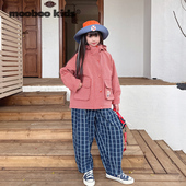本期主推红棕橙色格子三防风衣外套 三防 墨宝童装 MoobooKids_
