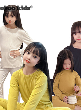 墨宝童装 MoobooKids_羊毛醋酸柔软黑科技睡衣打底衫打底裤家居服