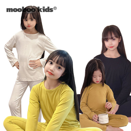 墨宝童装 MoobooKids_羊毛醋酸柔软黑科技睡衣打底衫打底裤家居服