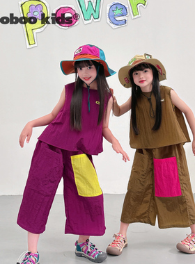 墨宝童装_本期主推 户外轻量防晒速干薄款撞色套装（紫色 咖棕）