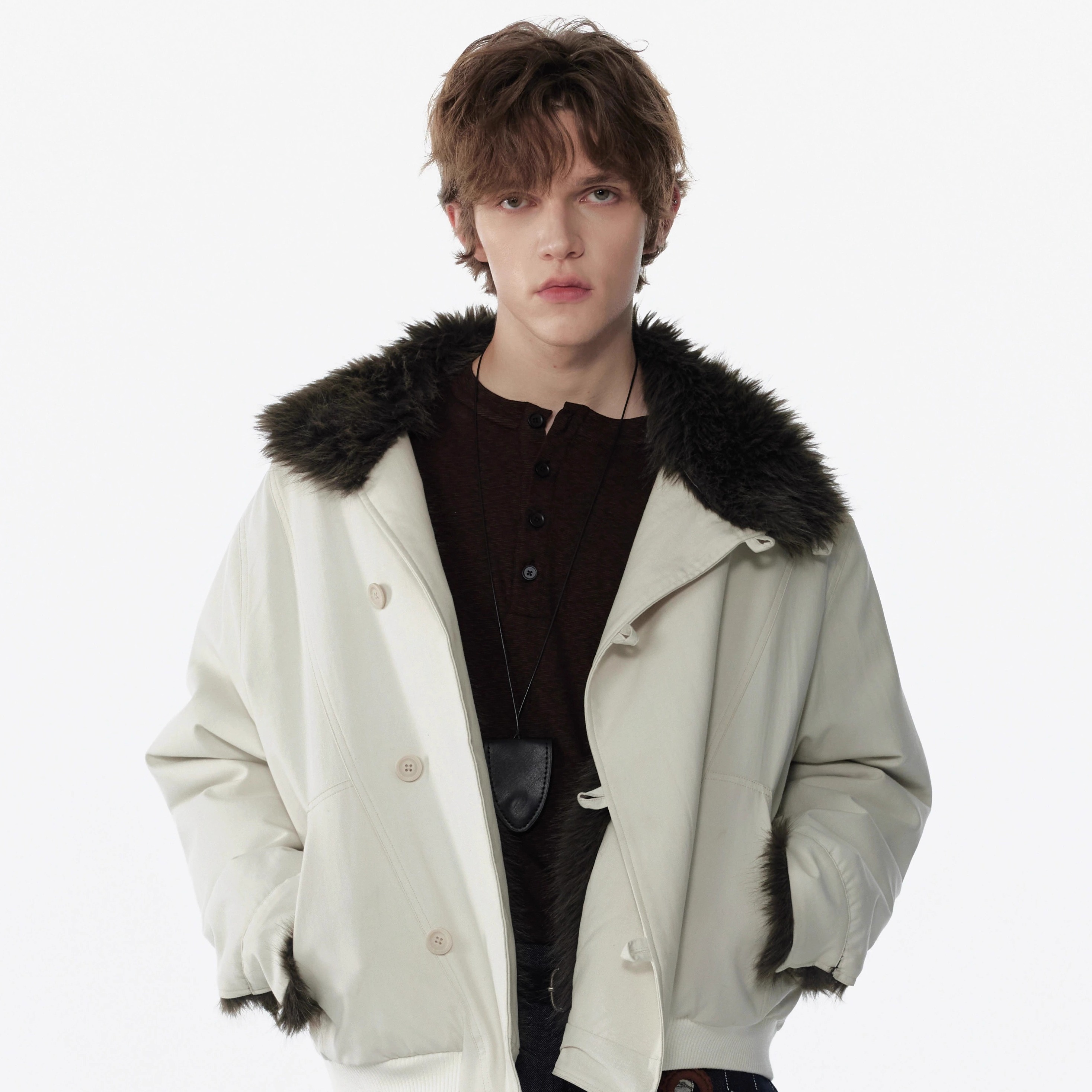 秋冬时尚斜门襟加厚托卡毛绒外套