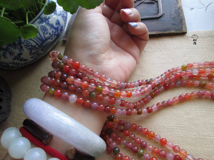 아침의 방황에는 영적인 열매가 있고 저녁에는 사과 따기천연소금원 마노 화려한 사탕 소재 삼원팔찌