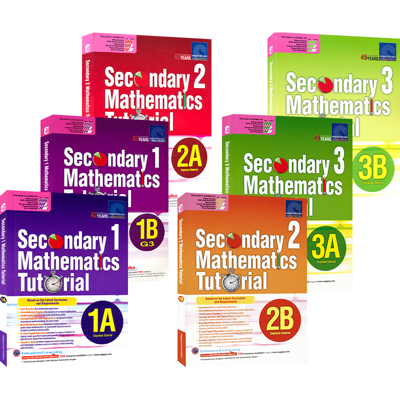 新加坡数学初一至初三年级 SAP Secondary Mathematics Tutorial 1A-3B 新加坡初中数学题教程系列 专项练习册+例题讲解 英文原版