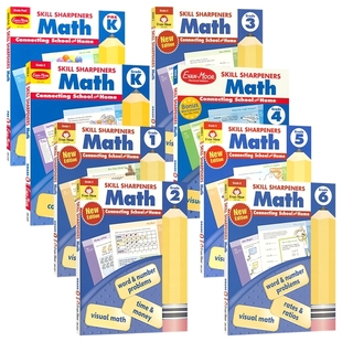 全年級數學科目 Moor Evan Math Skill PreK Sharpeners 美國加州原版 技能鉛筆刀系列練習冊 學齡前幼兒園到6年級小學教材教輔