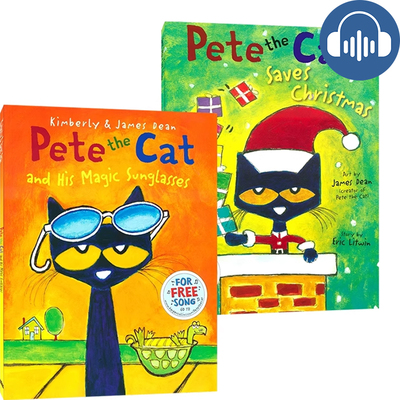 Pete the Cat Saves Christmas Magic Sunglasses 皮特猫拯救圣诞节 魔法太阳镜 赠音频 故事绘本性格养成书 英文原版进口儿童图书