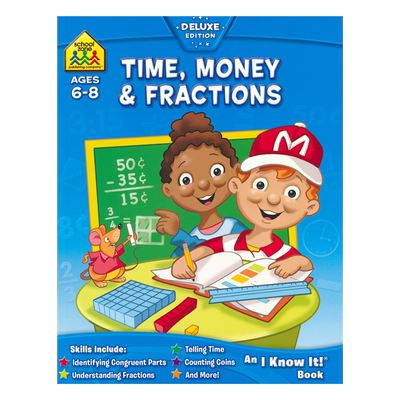 School Zone Time, Money & Fractions I Know It Book 数学专项练习 数学教辅英文版 学霸养成系列 英文原版进口 6-8岁