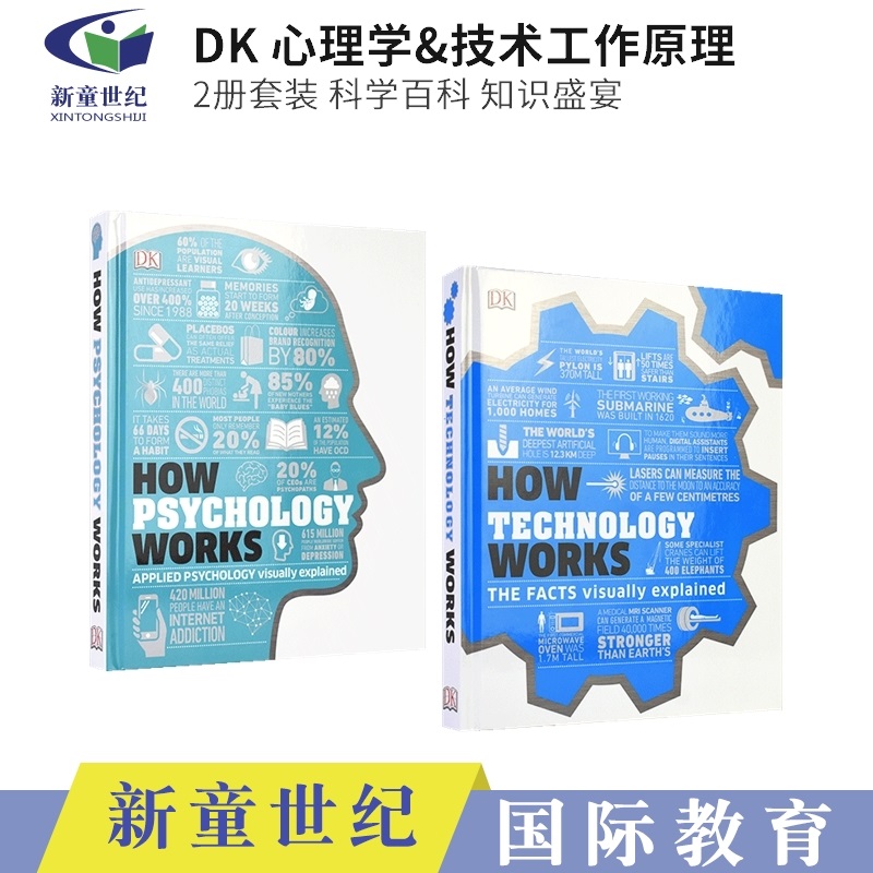 英文原版 DK儿童百科全书 How Psychology&Technology Works心理学和技术工作原理科普书 2册套装 12岁以上青少年英语课外读物-封面