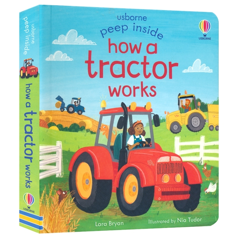 Usborne Peep Inside How a Tractor Works 尤斯伯恩偷偷看里面系列 拖拉机工作原理 英语早教启蒙纸板书 英文原版进口儿童图书