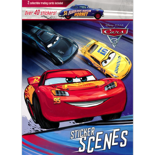 Disney Pixar Cars 3 Sticker Scenes 迪士尼皮克斯汽车3 40+贴纸 故事绘本 英文原版进口儿童图书
