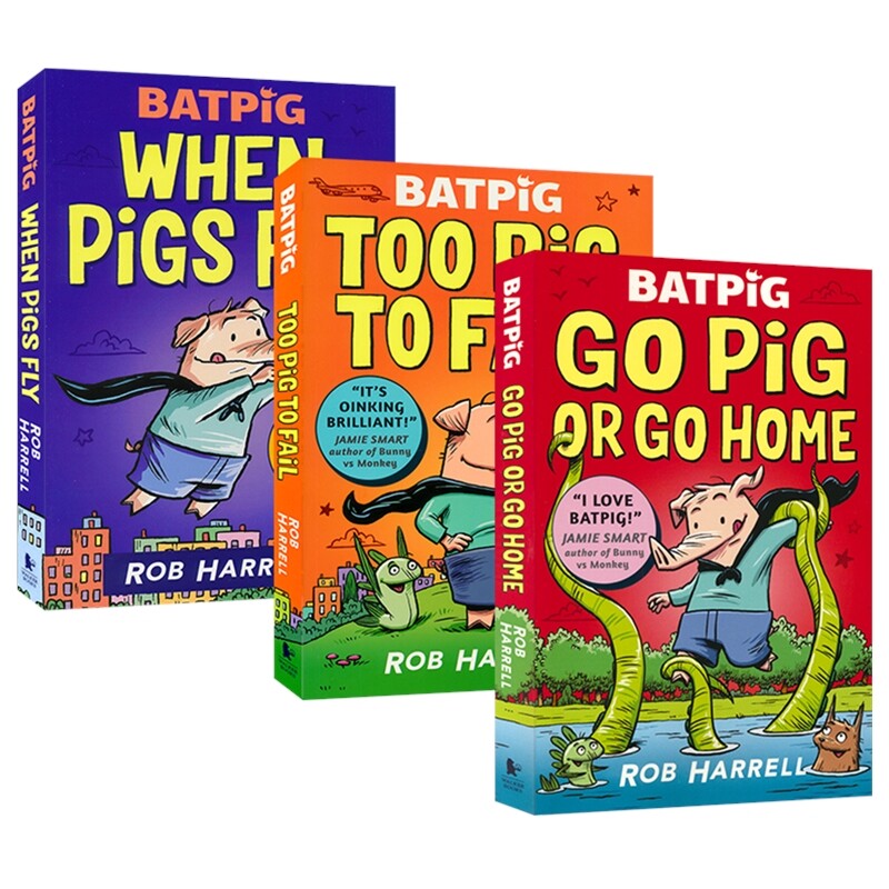 Batpig When Pigs Fly Too Pig to Fail 蝙蝠猪3册 章节书英文原版小说 全彩漫画幽默小说图画书进口英语书籍