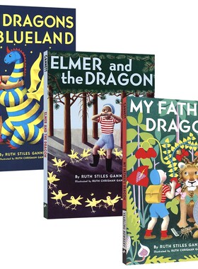 英文原版 My Father's Dragon Elmer and the Dragon The Dragons of Blueland 我爸爸的小飞龙三部曲 纽伯瑞文学奖银奖 章节书
