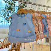 韩国ins婴儿围兜卡通宝宝吃饭罩衣儿童防水饭兜围嘴辅食反穿衣