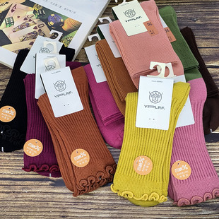 纯色棉袜8013 春秋糖果色舒适100%棉中筒袜男款 鹿人女袜5015 5013