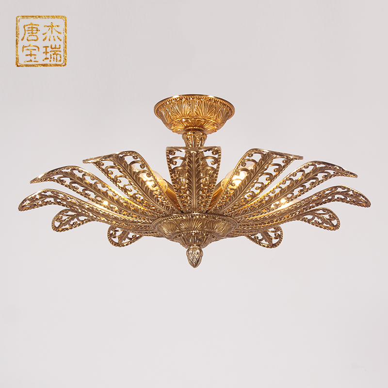 杰瑞唐宝 欧式全铜吸顶灯 别墅卧室复古奢华客厅圆形法式led玄关