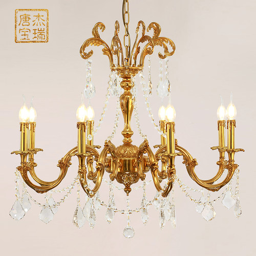法式风吊灯全铜复古客厅水晶灯具
