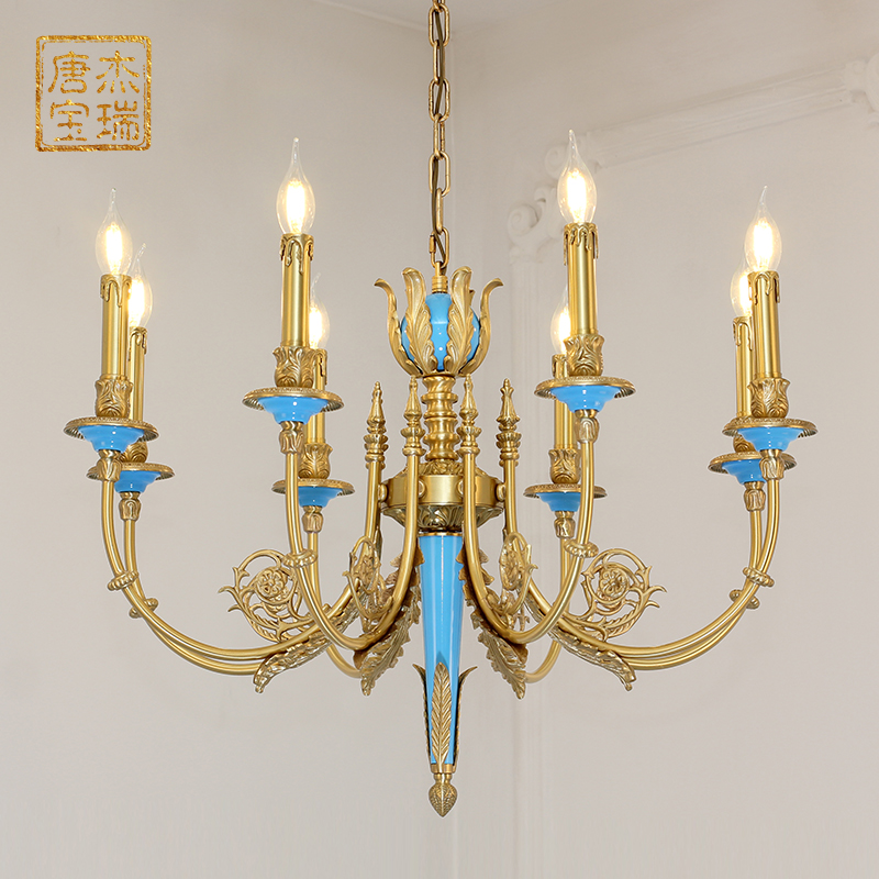 杰瑞唐宝欧式全铜吊灯法式田园别墅复古粉色卧室书房餐厅创意灯具