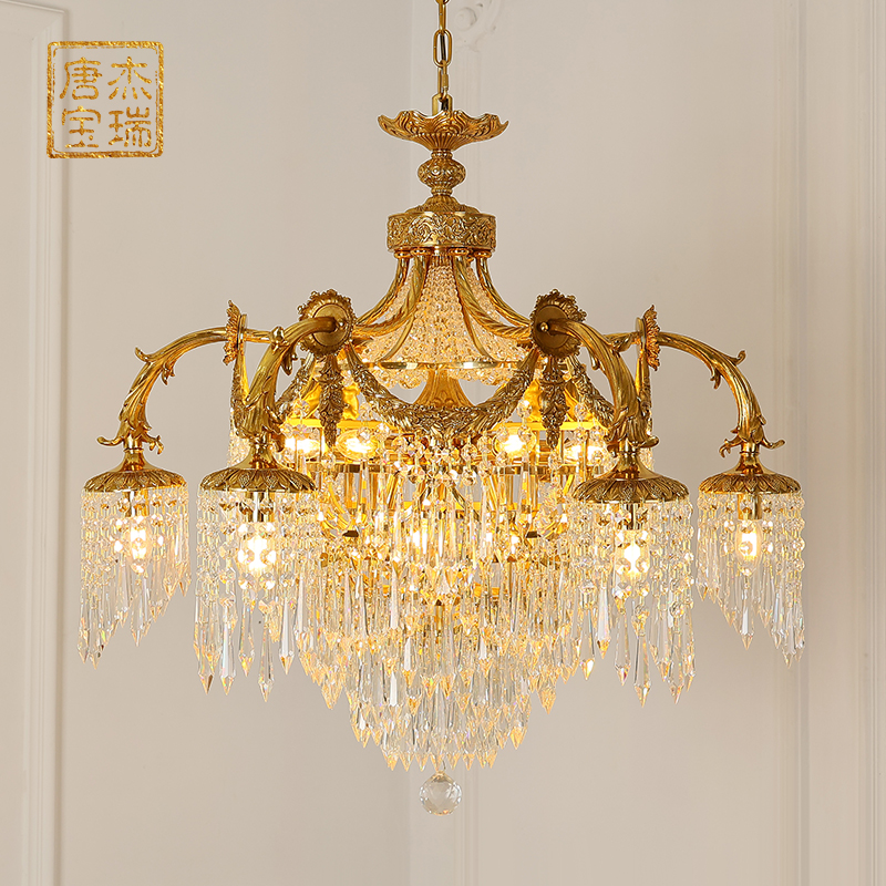 法式脱蜡铜水晶吊灯别墅杰瑞唐宝