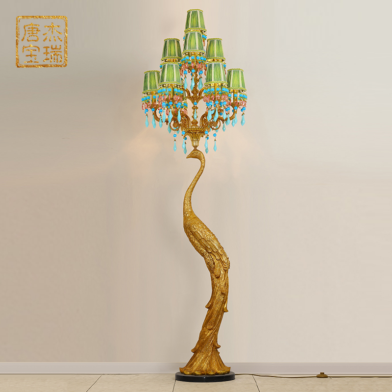 杰瑞唐宝 法式全铜落地灯奢华复古创意欧式别墅客厅水晶艺术装饰