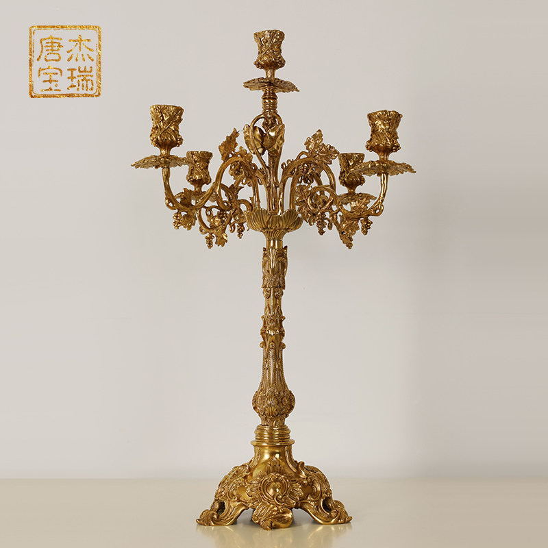 法式复古奢华全铜装饰烛台欧式轻奢别墅客厅餐厅脱蜡铜工艺摆件,家居饰品,桌面摆件,淘宝优惠券,粉丝福利购,淘宝优惠卷