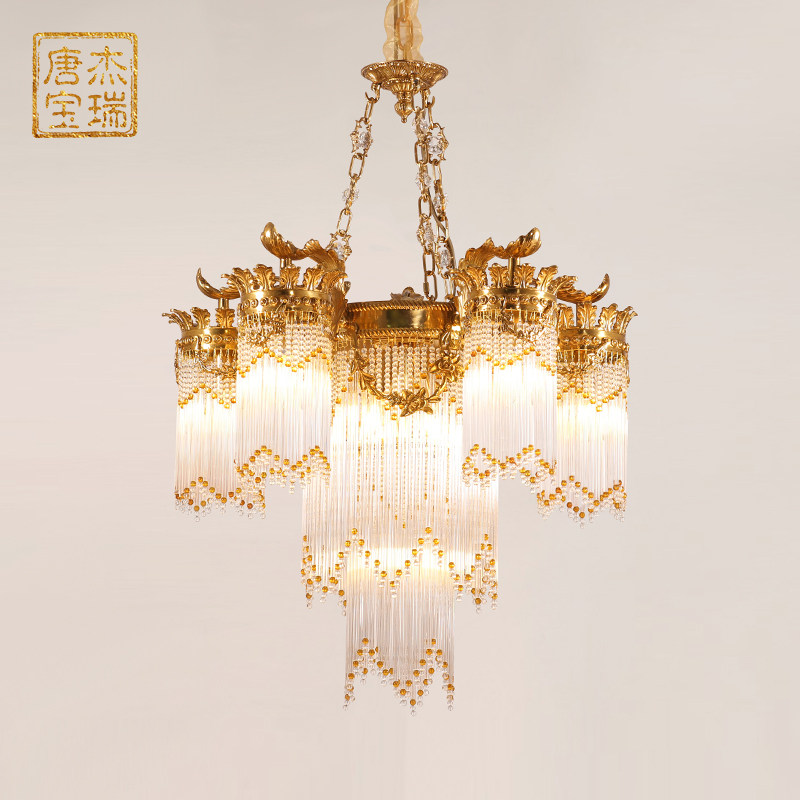 全铜客厅大气吊灯欧式法式餐厅楼梯酒店别墅脱蜡工程纯铜水晶灯具,家装灯饰光源,客厅吊灯,淘宝优惠券,粉丝福利购,淘宝优惠卷