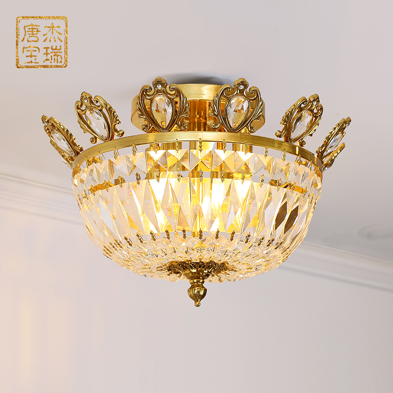 杰瑞唐宝 欧式全铜水晶吸顶灯 卧室奢华客厅圆形法式led复古玄关