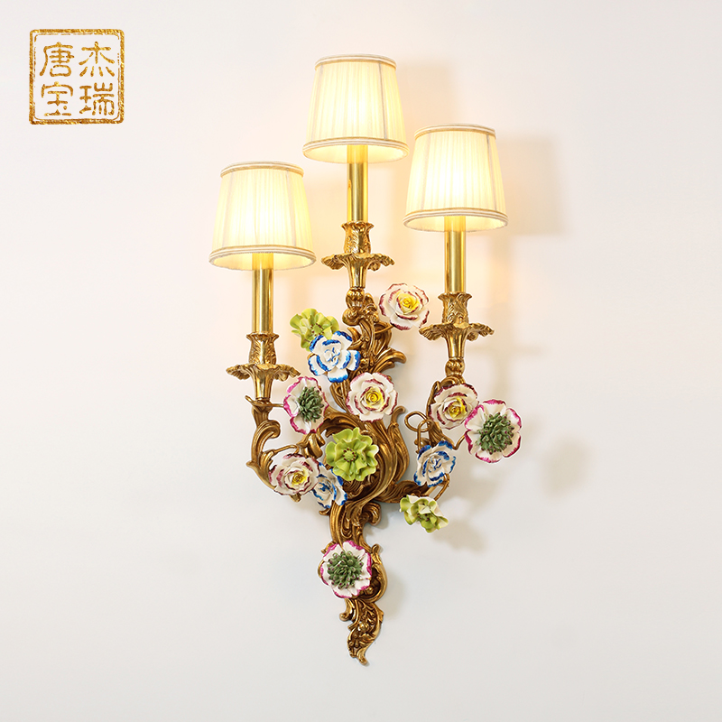 杰瑞唐宝欧式风入户陶瓷花壁灯