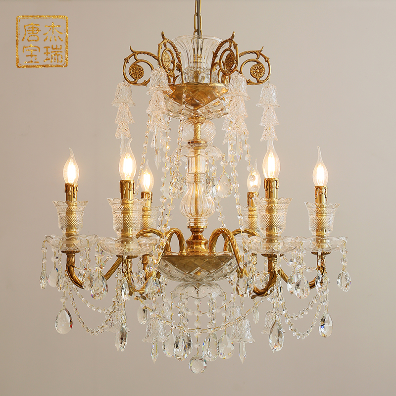 杰瑞唐宝卧室全铜法式水晶吊灯