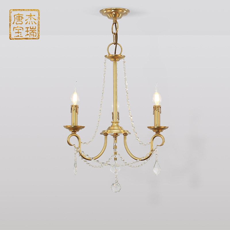杰瑞唐宝美式复古全铜吊灯法式水晶客厅餐厅卧室书房别墅大气灯具_虎窝淘