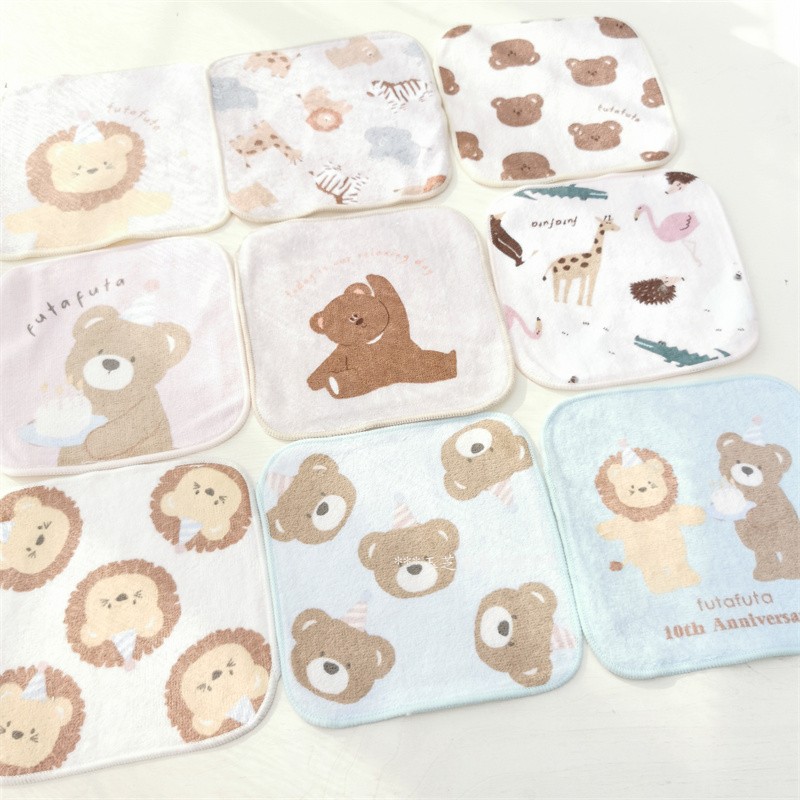 出口日本毛巾婴儿童纯棉小熊手帕