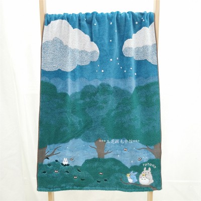 日本原单纯棉刺绣森林猫猫浴巾