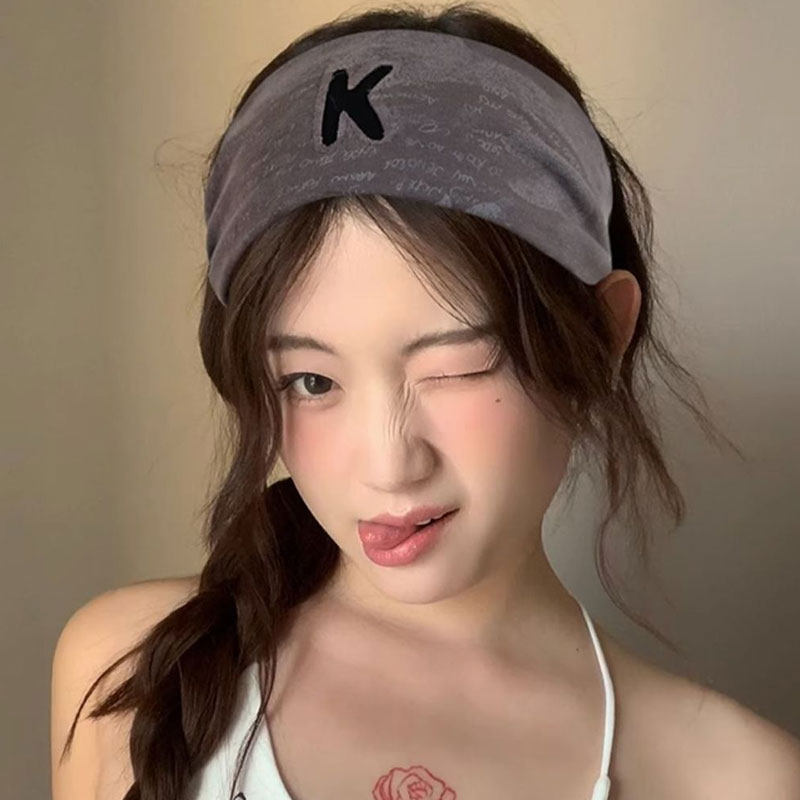 VALVOELITE宽边运动发带女休闲字母头巾吸汗透气瑜伽发箍健身头带