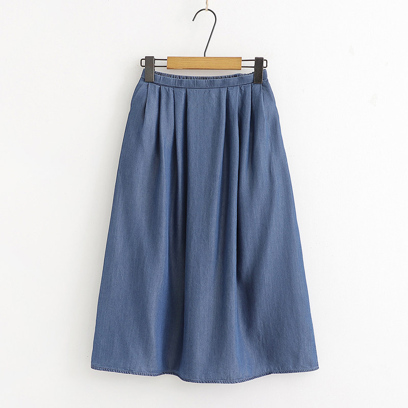 2021 Spring and summer soft Tencel skirt Paige Elastic Middle-skirt cowboy skirt A word skirt thinin the Women's clothing/Boutique , Skirts  category - from Buy2taobao.com to provide professional Taobao agent buy service