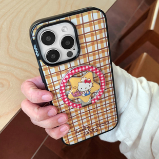 15pro防摔保护套全包 16PM手机壳iPhone17Pro 九点半手绘涂鸦美式 复古格纹轻薄贝贝壳适用于苹果17promax