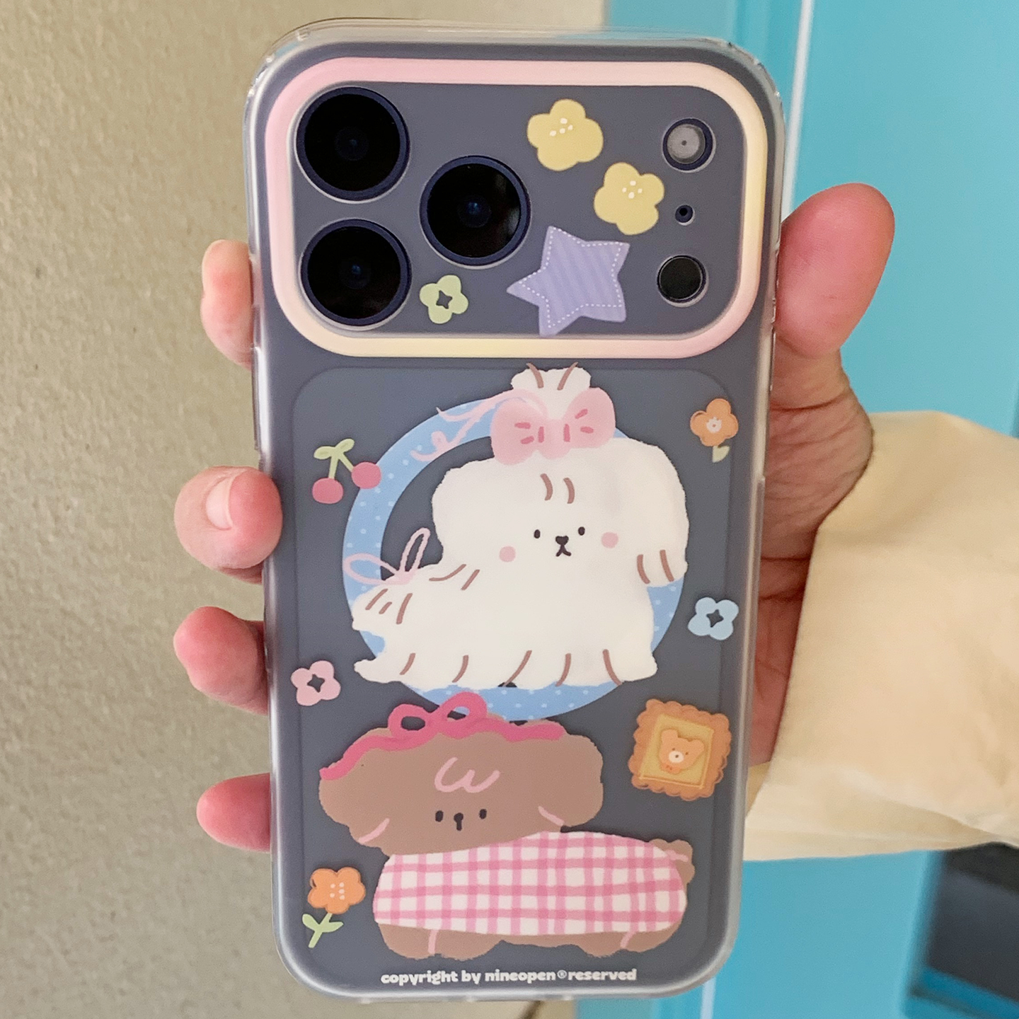 九点半ins风磨砂双层清新粉狗狗星星饼干适用苹果17ProMax手机壳iphone16ProMax/15Pro/17磁吸支架手机保护套