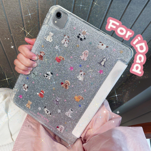 6第12代保护壳带笔槽 mini7 九点半闪粉公仔玩偶适用ipadpro磁吸保护套2026新款 air8防摔壳亚克力平板12.9寸